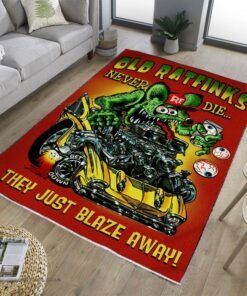 Hot Rod Old Ratfinks Never Die They Just Blaze Away Rug