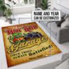 Personalized Name And Year Rat Fink Hot Rod Garage Rug