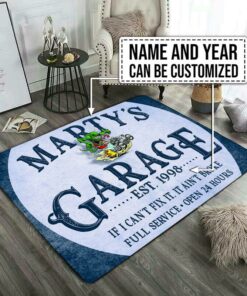 Personalized Name And Year Rat Fink Garage Rug