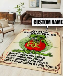 Custom Name Rat Fink Garage Rug