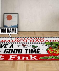 Personalized Rat Fink Welcome To Garage Rug
