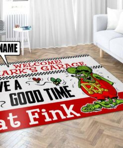 Personalized Rat Fink Welcome To Garage Rug