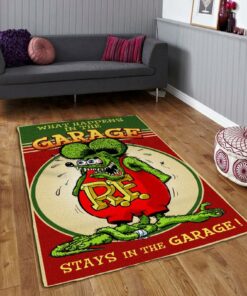 Rat Fink What Happens In Garage Stays In The Garage Rug