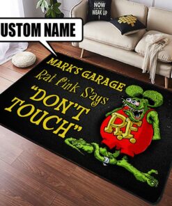 Personalized Garage Rat Fink Says Rug