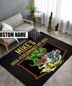 Personalized Name High Performance Hot Rods Rat Fink Rug