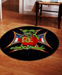 Rat Fink Hot Rod Round Floor Mat