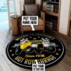 Personalized American Graffiti Milner Couple Hot rod Garage Round Mat