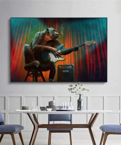 Funny Music Monkey Playing Guitar Canvas Art