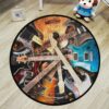 Electric Guitar Surrounded With Lightning Personalized Round Rug
