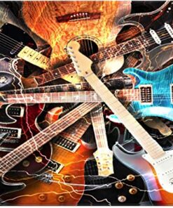 Electric Guitar Surrounded With Lightning Personalized Area Rug