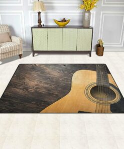 Stylish Guitar Wooden Area Rug Floor Pad