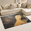 Stylish Guitar Wooden Area Rug Floor Pad