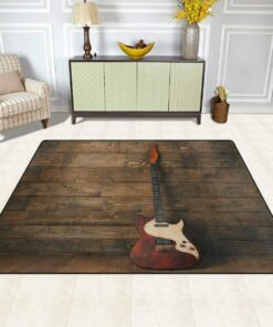 Vintage Electric Guitar on Wooden Area Rug