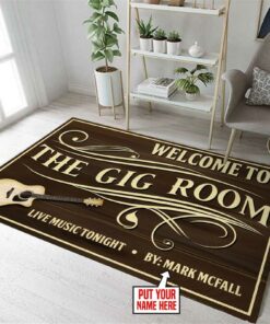 Welcome To GIG Room Personalized Guitar Area Rug