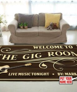 Welcome To GIG Room Personalized Guitar Area Rug