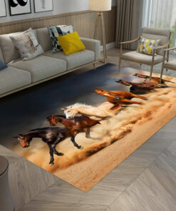 Six Running Horse Design Area Rug