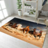 Six Running Horse Design Area Rug