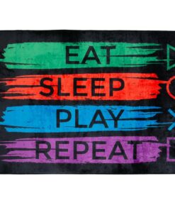 Eat Sleep Play Repeat Game Rug