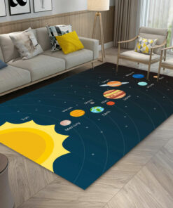 Solar System Galaxy Planets Pattern Area Rug