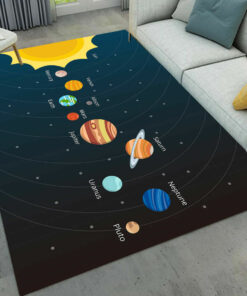 Solar System Galaxy Planets Pattern Area Rug