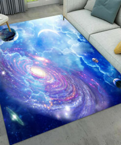 Planet Galaxy Cloud Moon Space Stars Area Rug