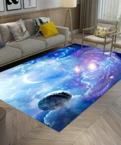 Planet Galaxy Cloud Moon Space Stars Area Rug
