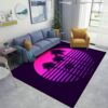 80s Retro Sci Fi Palm Trees On A Sunset Sun Rug