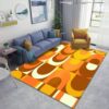 Orange Retro Industrial 70s Pattern Area Rug