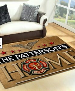 Personalized Firefighter Living Room Area Rug