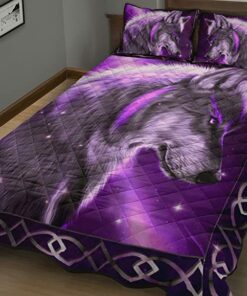 Purple Fantasy Wolf All Over Print Bedding Set