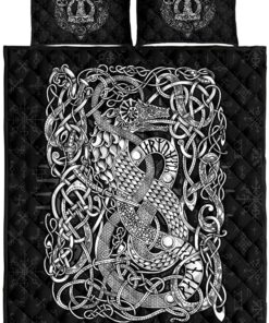 Jormungandr Viking Norse Mythology The Midgard Serpent Viking Quilt Bed Set