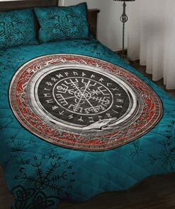 Viking Vegvisir and Mjolnir Personalized Quilt Bed Set