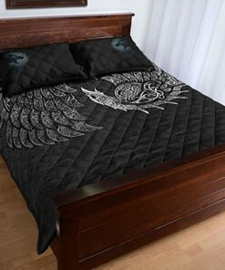 Raven and Wolf Fenrir Viking Personalized Quilt Bed Set