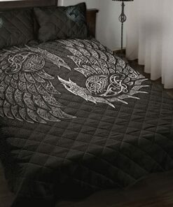 Raven and Wolf Fenrir Viking Personalized Quilt Bed Set