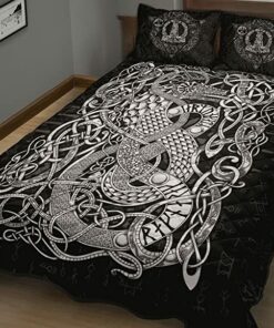 Jormungandr Viking Norse Mythology The Midgard Serpent Viking Quilt Bed Set
