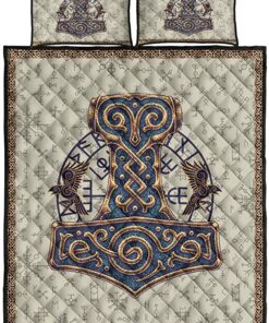 Viking Hammer Thor Hammer Mjolnir Quilt Bed Set