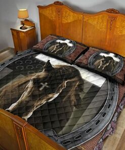 Jesus and Black Horse Quilt Bed Set