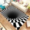 Black And White 3d Vortex Illusion Rug