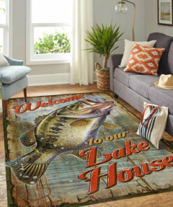 Fishing Welcome To Out Lake House Area Rug