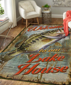 Fishing Welcome To Out Lake House Area Rug