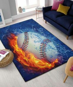 Fire Baseball Living Room Rug