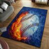 Fire Baseball Living Room Rug