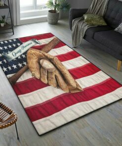 Baseball Area Rug With American Flag