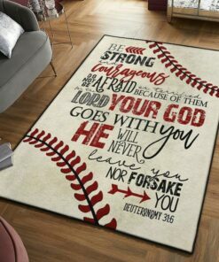 Be Strong Courageous Baseball Area Rug