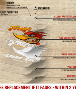 Alternative view of Personalized Woodpecker Speed Shop Vinyl Decals - Mr. Horsepower Hot Rod Stickers