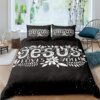 Jesus Loves You Black Quilt Bedding Set