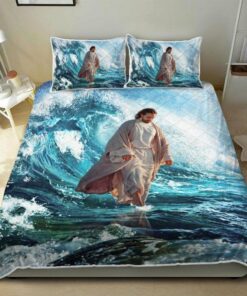 Jesus Walks On Water Quilt Bedding Set