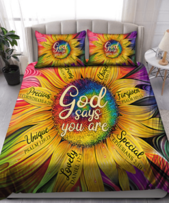 Sunflower God Say You Are Jesus Quilt Bedding Set
