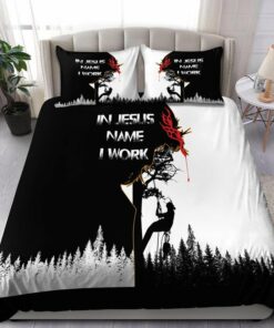 In Jesus Name I Work Quilt Bedding Set
