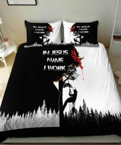 In Jesus Name I Work Quilt Bedding Set